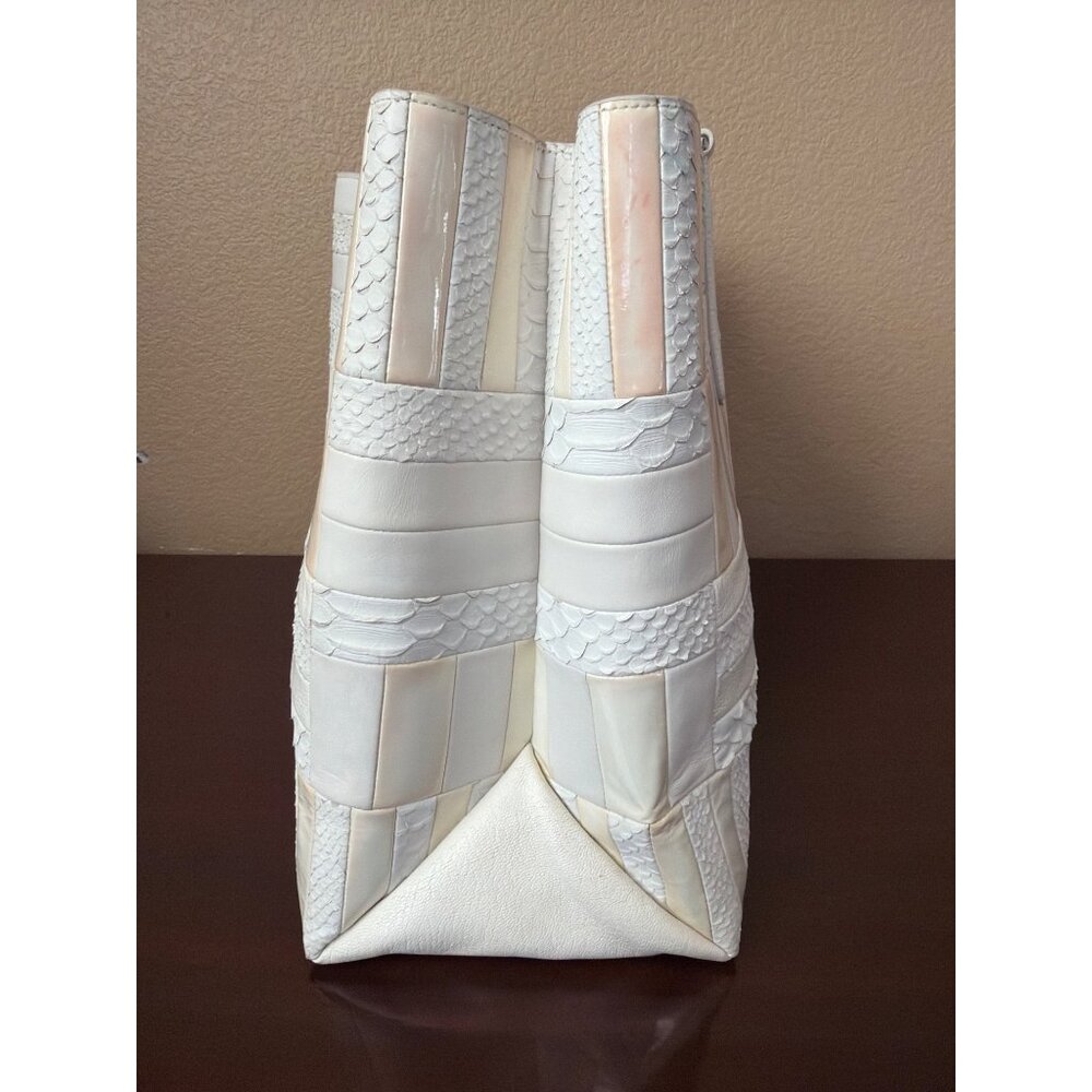 Coach Patchwork Leather Business Carryall + Matching Wallet 30476 White Snakeski - Picture 5 of 16